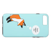 青い背景に可愛い漫画のキツネことわざ引用文 Case-Mate iPhoneケース (裏面(横))