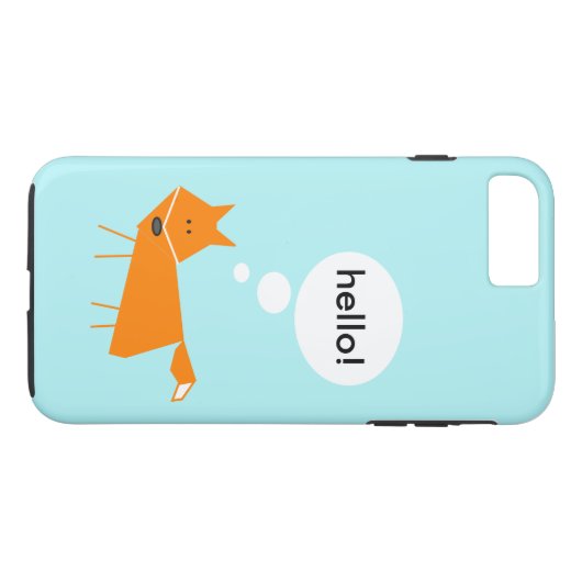 青い背景に可愛い漫画のキツネことわざhello Case-Mate iPhoneケース (裏面(横))