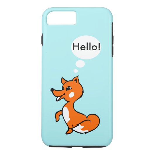 青い背景に可愛い漫画のキツネことわざhello Case-Mate iPhoneケース (裏面)
