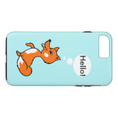 青い背景に可愛い漫画のキツネことわざhello Case-Mate iPhoneケース (裏面(横))