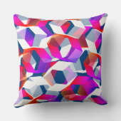 青い背景に多くの六角形が色付けされている クッション (裏面)