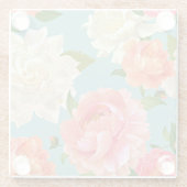 青い背景に大きい花のビンテージカントリー飲料 ガラスコースター (裏面)