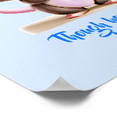 青い背景に大きな耳の赤ちゃんねずみ - 名前テキストを追加 ポスター (角)