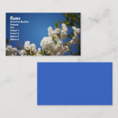 青い背景に対する白い桜 名刺 (正面/裏面)