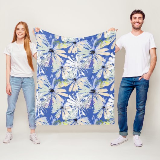 青い背景に抽象芸術の迷宮。 フリースブランケット (インサイチュ)