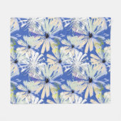 青い背景に抽象芸術の迷宮。 フリースブランケット (正面(横))