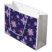 青い背景に春の花 ラージペーパーバッグ (正面アングル)