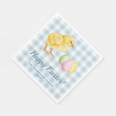 青い背景に水彩画のひよこと卵のイースターグッズ スタンダードランチョンナプキン (角)