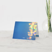 青い背景に浮かぶ優雅なハート サンキューカード (裏面)