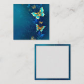 青い背景に浮かぶ金色の蝶 エンクロージャーカード (正面/裏面)