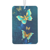 青い背景に浮かぶ金色の蝶 カーエアーフレッシュナー (裏面)