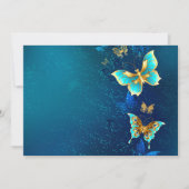 青い背景に浮かぶ金色の蝶 カード (正面)