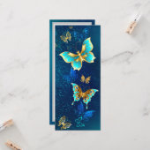 青い背景に浮かぶ金色の蝶 カード (正面/裏面インサイチュ)