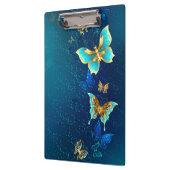 青い背景に浮かぶ金色の蝶 クリップボード (左)