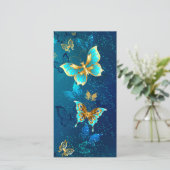 青い背景に浮かぶ金色の蝶 サンキューカード (スタンド正面)