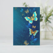 青い背景に浮かぶ金色の蝶 サンキューカード (スタンド正面)