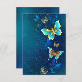 青い背景に浮かぶ金色の蝶 サンキューカード (正面/裏面)