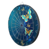 青い背景に浮かぶ金色の蝶 ダーツボード (正面右)