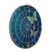 青い背景に浮かぶ金色の蝶 ダーツボード (正面左)