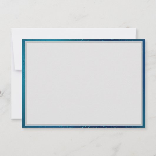 青い背景に浮かぶ金色の蝶 ノートカード (裏面)