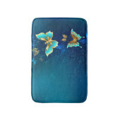 青い背景に浮かぶ金色の蝶 バスマット (正面縦)