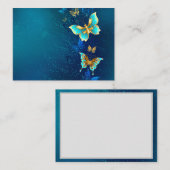 青い背景に浮かぶ金色の蝶 プレイスカード (正面/裏面)