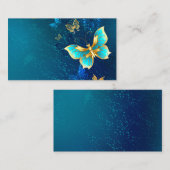 青い背景に浮かぶ金色の蝶 プレイスカード (正面/裏面)