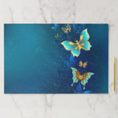 青い背景に浮かぶ金色の蝶 ペーパーパッド (インサイチュ)