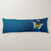 青い背景に浮かぶ金色の蝶 ボディピロー (裏面)