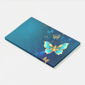 青い背景に浮かぶ金色の蝶 ポストイット (アングル)