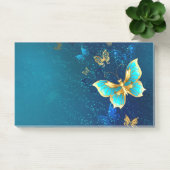 青い背景に浮かぶ金色の蝶 ポストイット (オフィス)