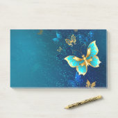 青い背景に浮かぶ金色の蝶 ポストイット (デスク)