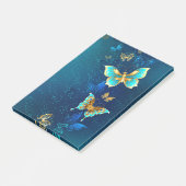 青い背景に浮かぶ金色の蝶 ポストイット (アングル)