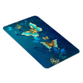 青い背景に浮かぶ金色の蝶 マグネット (右側)