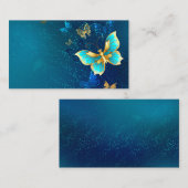 青い背景に浮かぶ金色の蝶 ロイヤリティカード (正面/裏面)