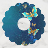 青い背景に浮かぶ金色の蝶 ワイングラスタグ (裏面)