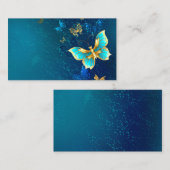 青い背景に浮かぶ金色の蝶 予約カード (正面/裏面)