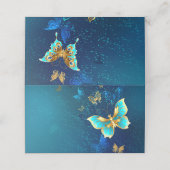 青い背景に浮かぶ金色の蝶 予約カード (外部開封)