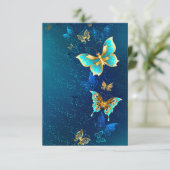 青い背景に浮かぶ金色の蝶 出欠カード (スタンド正面)