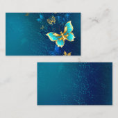 青い背景に浮かぶ金色の蝶 割引カード (正面/裏面)