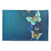 青い背景に浮かぶ金色の蝶 枕カバー (裏面)