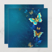 青い背景に浮かぶ金色の蝶 案内状 (正面/裏面)