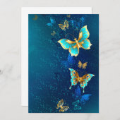 青い背景に浮かぶ金色の蝶 案内状 (正面/裏面)