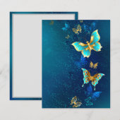 青い背景に浮かぶ金色の蝶 案内状 (正面/裏面)