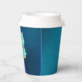 青い背景に浮かぶ金色の蝶 紙コップ (右)