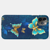 青い背景に浮かぶ金色の蝶 Case-Mate iPhoneケース (裏面(横))