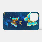 青い背景に浮かぶ金色の蝶 Case-Mate iPhoneケース (裏面 (横))
