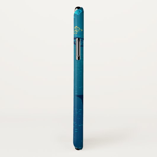 青い背景に浮かぶ金色の蝶 Case-Mate iPhoneケース (裏面/右)