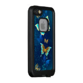 青い背景に浮かぶ金色の蝶 LifeProof iPhoneケース (裏面/右)