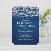 青い背景に白いストリングライトの還暦パーティー 招待状 (スタンド正面)